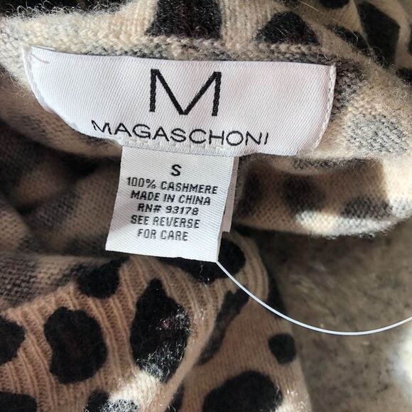 M Magaschoni Leopard Print Turtleneck Cashmere Sweat - Picture 3 of 7